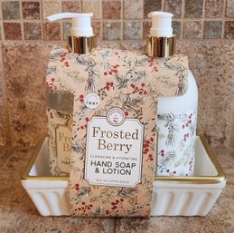 Brand New FROSTED BERRY Lotion And Soap Set