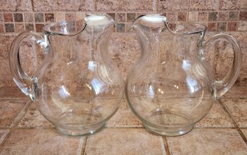 (2) Vintage Fancy Glass Beverage Pitcher