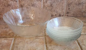 Large Embossed Punch Bowl With Bowls