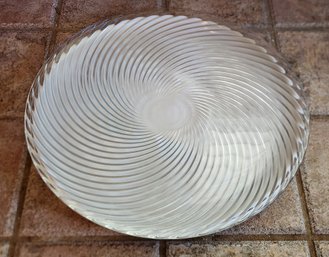 Vintage Glass Round Swirl Platter With White Ceramic Platter