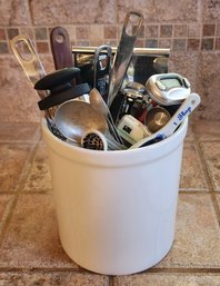 Vintage Ceramic Canister With Large Assortment Of Kitchen Essentials