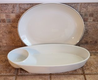 (2) White Ceramic Dining Service Selections