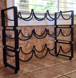 Contemporary Design Multi Level Wine Rack Black Metal