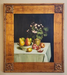 Vintage Fine Art SIGNED J. NODRICK Fruit Bowl Study Oil Painting Ornate Wooden Frame