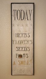 Large Tall Vintage Handpainted Folk Art Wall Accent Garden Theme Sign