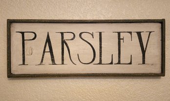 Vintage Handpainted Folk Art PARSLEY Wall Accent Framed Sign