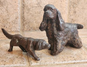 (2) Metal Home Decor Dog Statue Figures - Spaniel And Setter