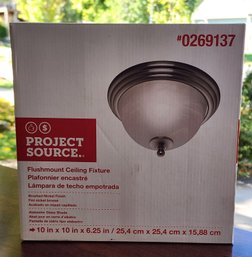 Brand New PROJECT SOURCE Flush Mount Brushed Nickel Light Fixture