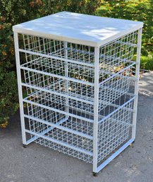 Stationary White Metal Multi Basket Storage System