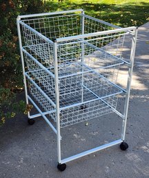 White Metal Rolling Multi Basket Storage System