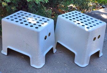 (2) White Stackable Step Stools