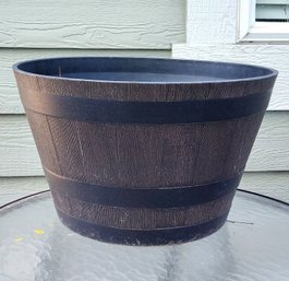 Large Plastic Barrel Style Outdoor Planter