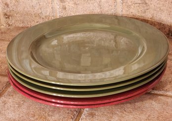 (5) Dinner Plates 11.5' Red And Green