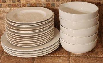 Set Of Porcelain White THRESHOLD Dining Plates And Bowls