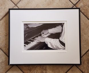 Vintage Framed Fine Art Photograph Piano Player Theme