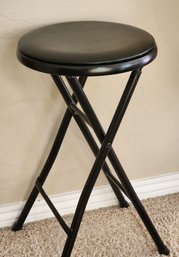 Black Padded Top Metal Folding Stool