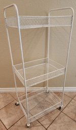 Rolling White Metal Laundry Or Garage Or Craft Room Organizer Shelf System