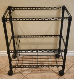 Black Metal Rolling Organizer Cart