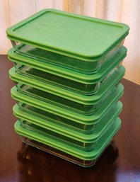 (6) Pyrex 3-Cup Storage Containers With Lids ALL GREEN