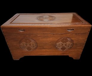 Vintage Carved Wood Storage Chest