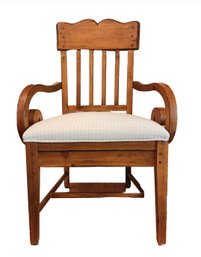 Antique Style Wooden Chair With Padded Seat