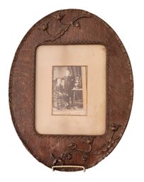 Antique Photo Cabinet Card With Wooden Frame