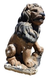 Vintage Heavy Cement Lawn And Garden Handpainted LION Figure #1