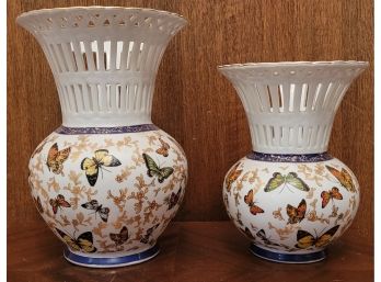 Pair Of Vintage FORMALITIES Decorative Lattice Vases