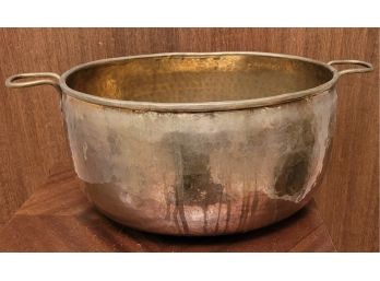 Large Metal Pot Container With Handles Hammered Finish