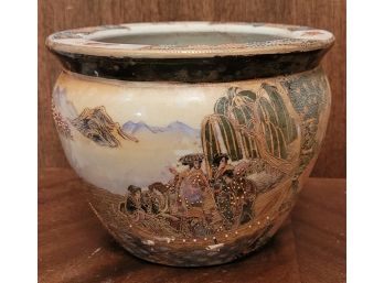 Vintage Cloisonne Decorative Vessel Pot With River Rocks Inside