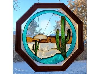 Vintage Stained Glass Hanging Home Decor - Southeastern Scene