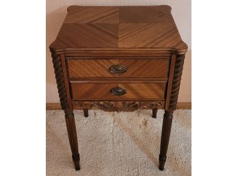 Antique Dovetail Drawer Side Table With (2) Drawers