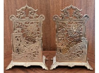 Vintage Ornate Brass Letter Or Document Organizers