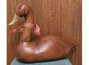 Large Vintage GARCIA IMPORTS Made In Spain Wooden Duck Sculpture