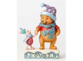 Lot 44: New In Box JIM SHORES Disney By Enesco Winnie The Pooh 'Wintry Walk' Figurine