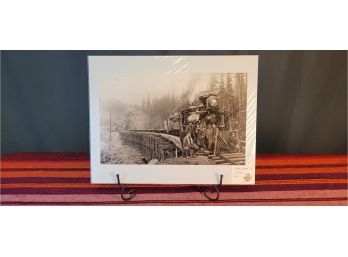 Lot 9: Vintage Alex Blendl Historic Photograph RAILROAD TRAIN W Crew - Building Through The Cascades 1880's