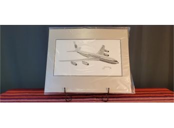 Lot #1: Vintage 1985 Numbered & Signed Aviation Lithograph Print - BOEING 707