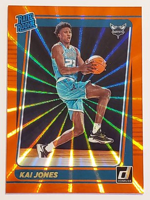 2021-22 Donruss Kai Jones Rated Rookie Orange Laser Parallel Basketball Card Hornets