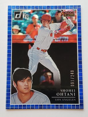 2019 Panini Donruss Shohei Ohtani #'d /249 Action All-Stars Blue Parallel Baseball Card Angels