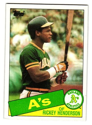 1985 Topps Rickey Henderson Baseball Card Athletics