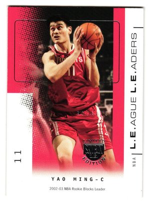 2003-04 Fleer Skybox Yao Ming League Leaders Basketball Card Rockets