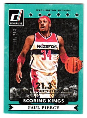 2014-15 Panini Donruss #'D /213 Paul Pierce Scoring Kings Stat Line Career Basketball Card Wizards