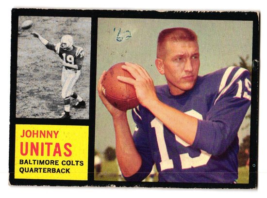 1962 Topps Johnny Unitas Football Card Colts