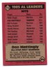 1986 Topps Don Mattingly All Star Baseball Card Yankees