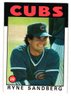 1986 Topps Ryne Sandberg Baseball Card Cubs