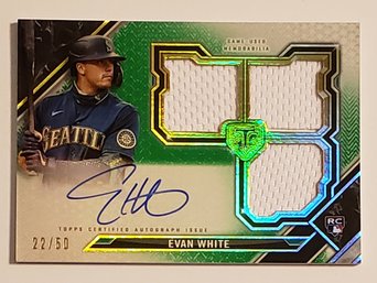 2021 Topps Tripple Threads Evan White Rookie Relic Auto #'d /50 Mariners