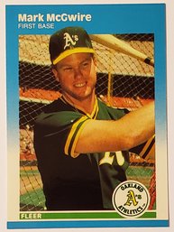 1987 Fleer Glossy Update Mark McGwire Rookie Baseball Card Athletics