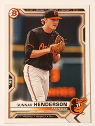 2021 Bowman Gunnar Henderson Prospect Baseball Card Orioles