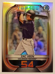 2021 Zac Veen Bowman Chrome Scouts Top 100 Prospect Baseball Card Rockies