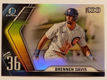 2022 Bowman Chrome Brennen Davis Top 100 Prospects Baseball Card Chicago Cubs